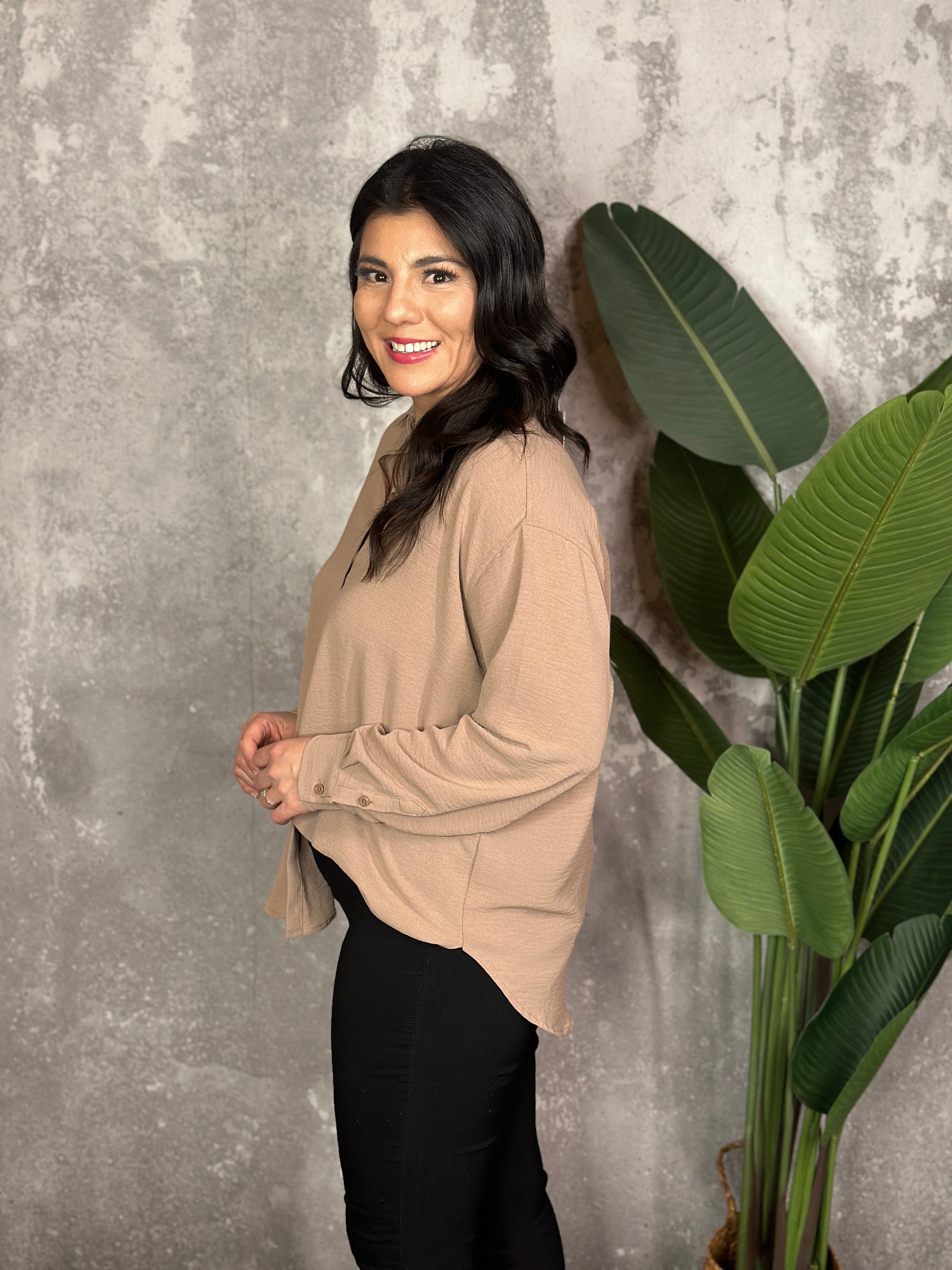 Long Sleeve Button Up Airflow - Taupe (Small - 2X)