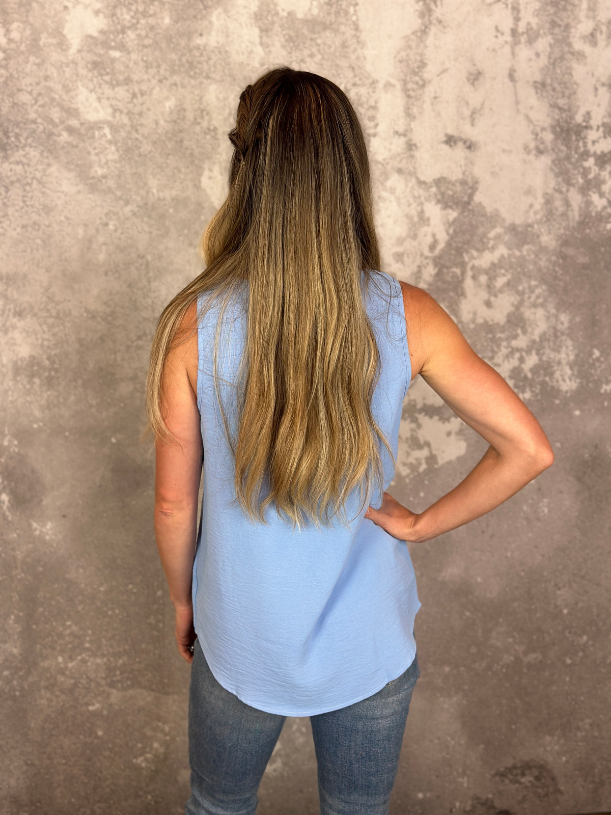 The Alexis Airflow Tank - Dusty Blue (Small - 2X)