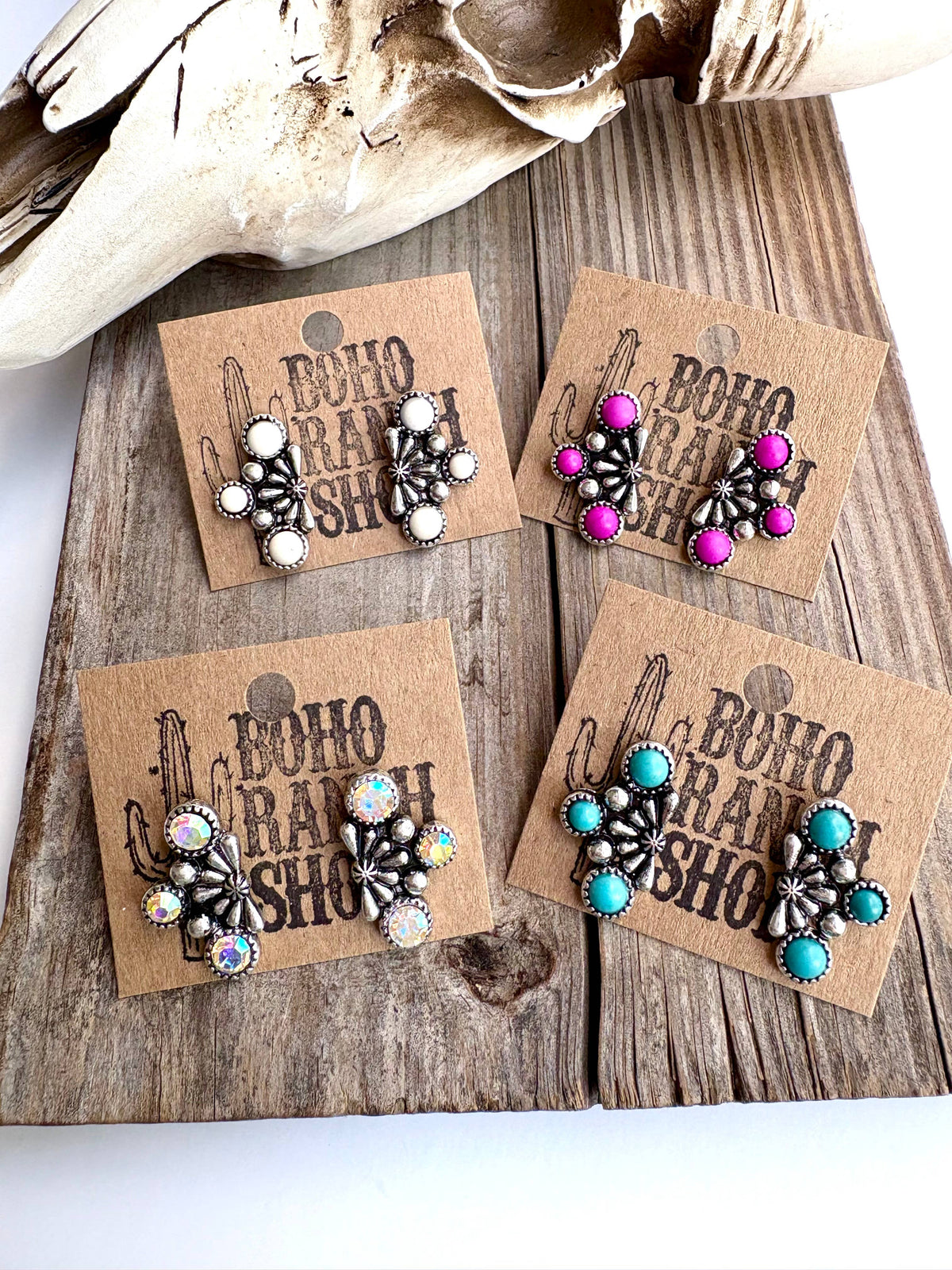 Western Stone Stud Earrings (3 Varients)