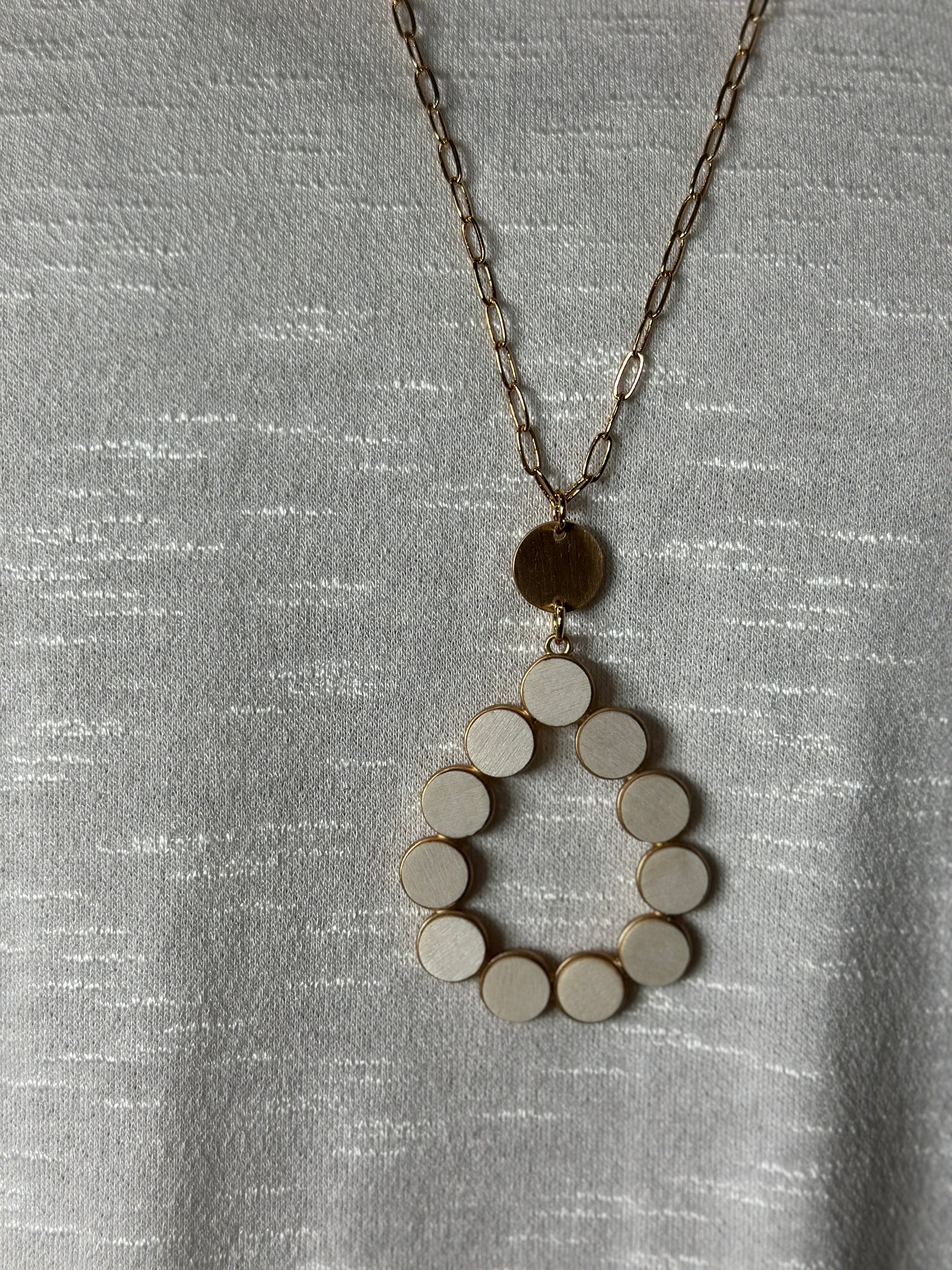 Wooden Tear Long Necklace - White