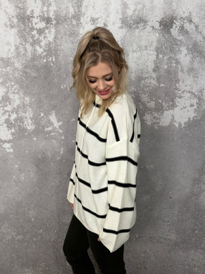 The Simple Stripe Sweater - Ivory/Black  (Small - 3X)