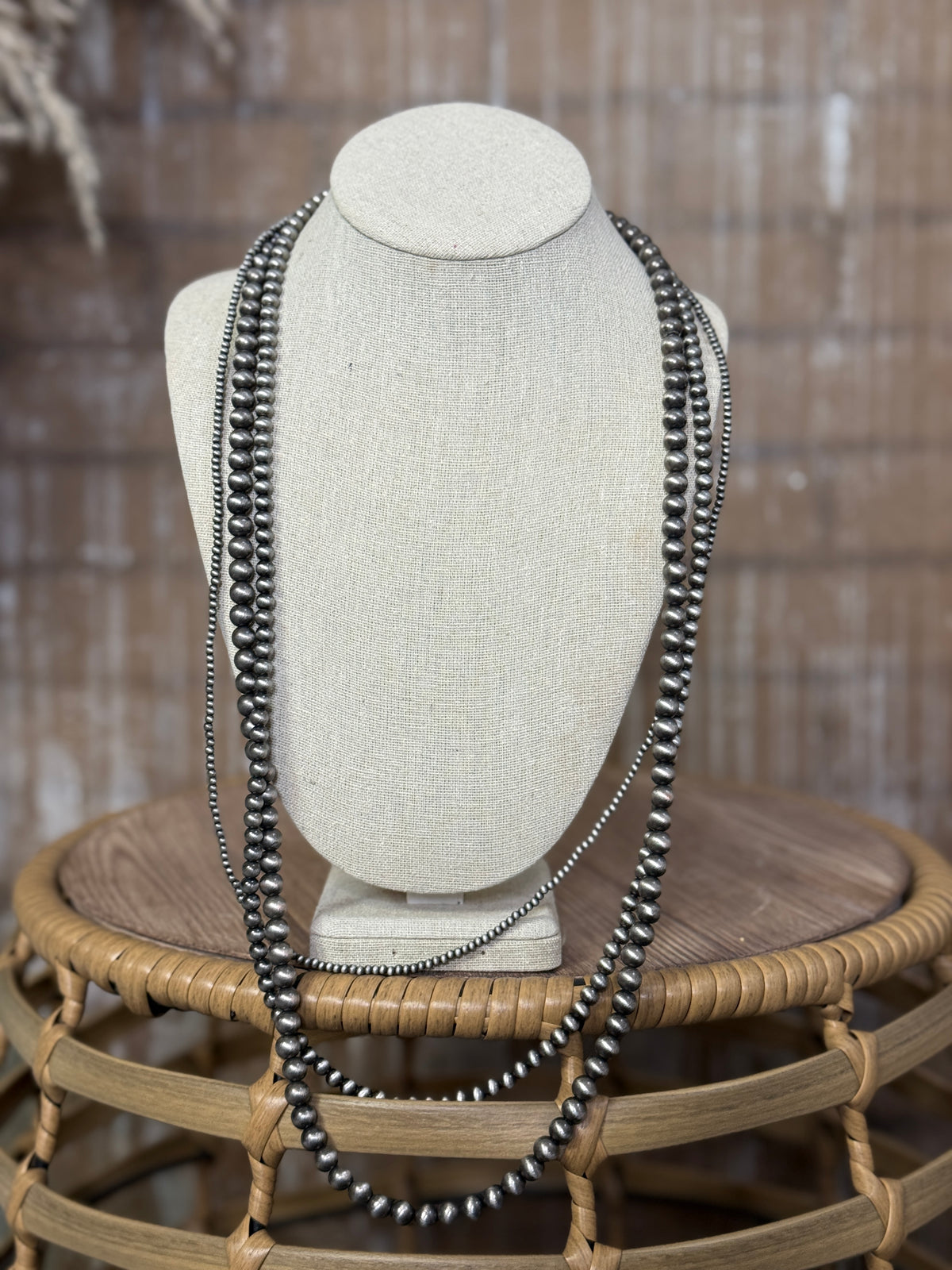 Faux Pearl Multi Size 3 Strand Necklace