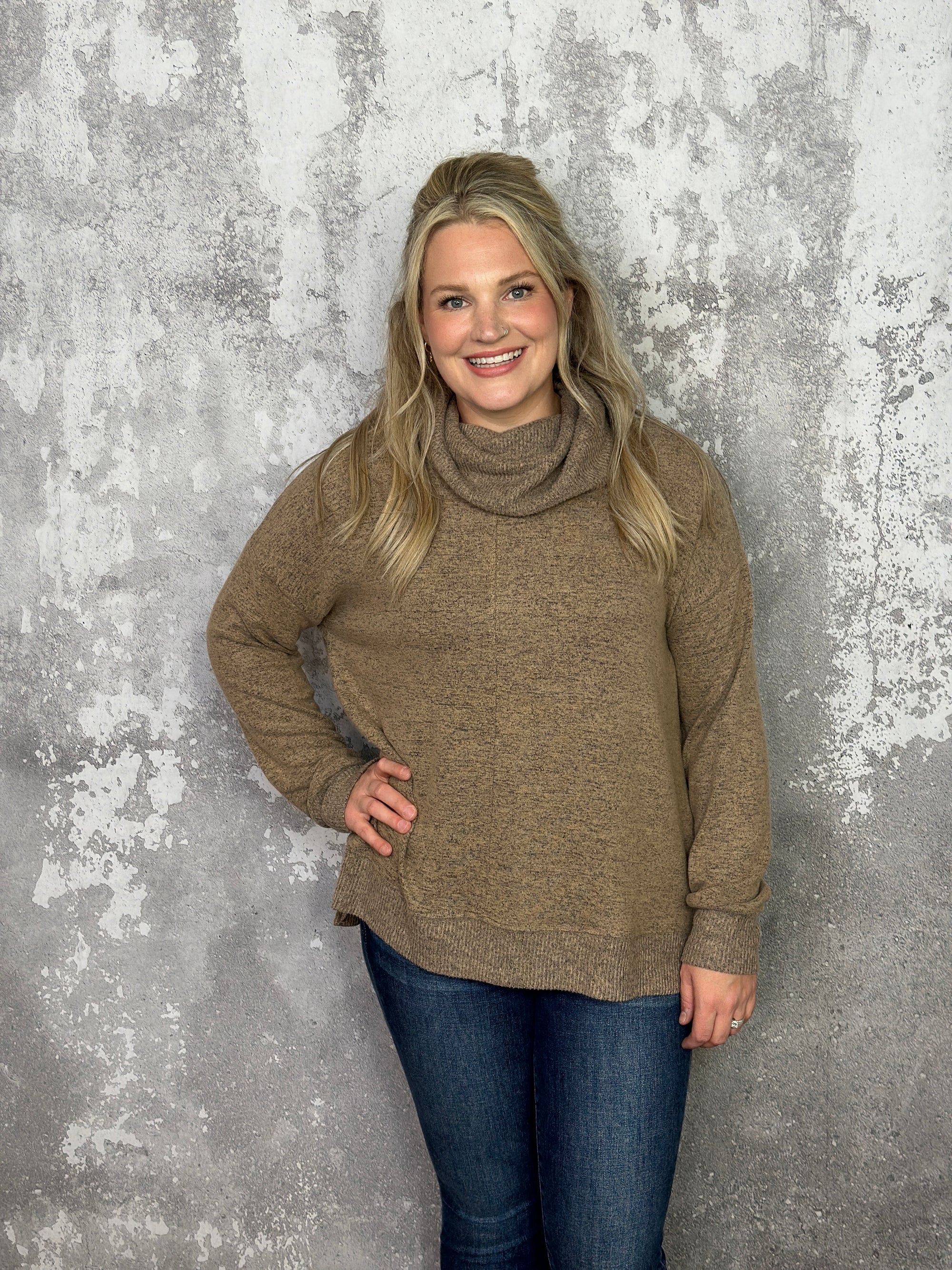 Soft Mocha Turtleneck Sweater
