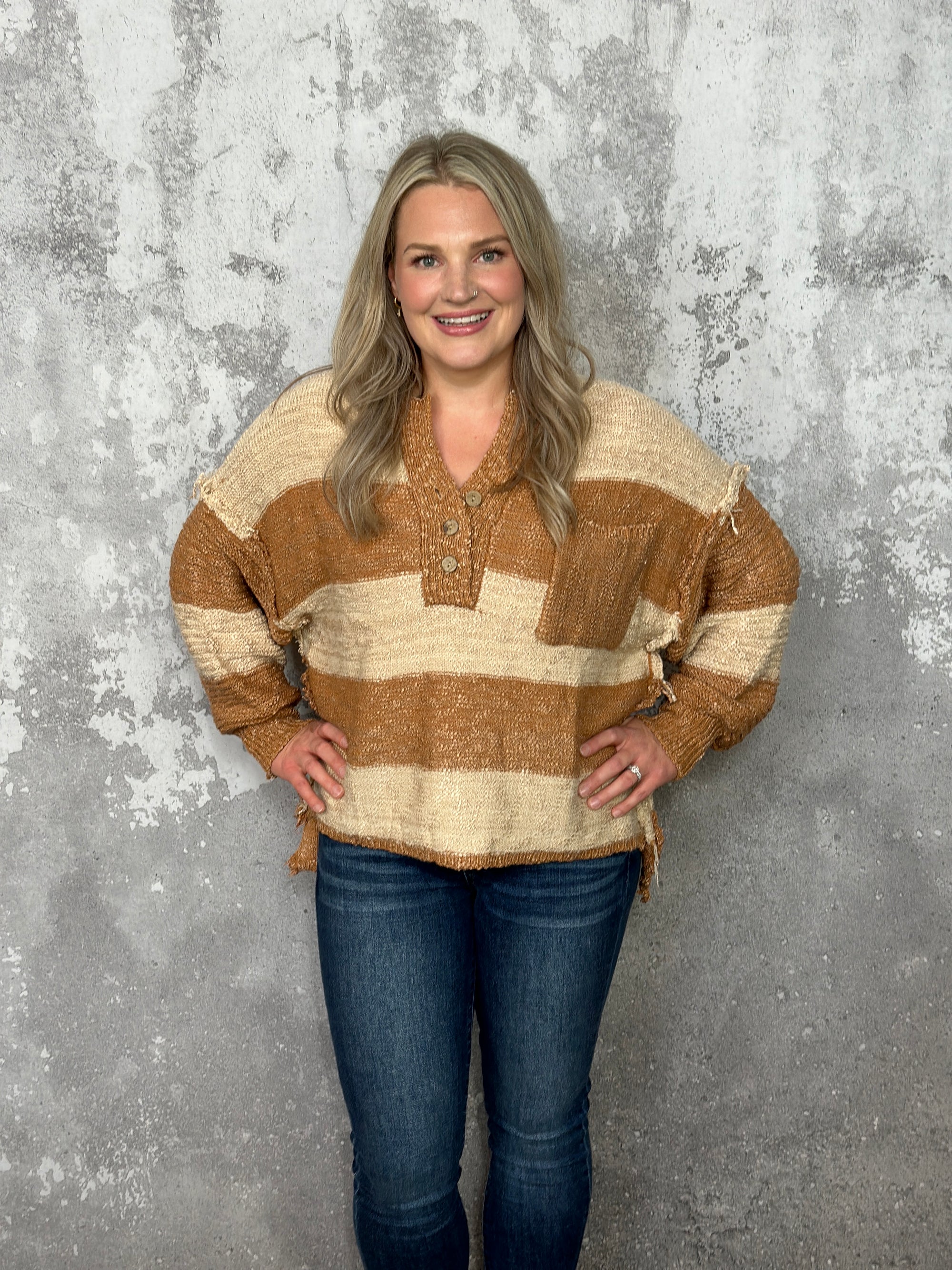 Caramel Apple Distressed Sweater