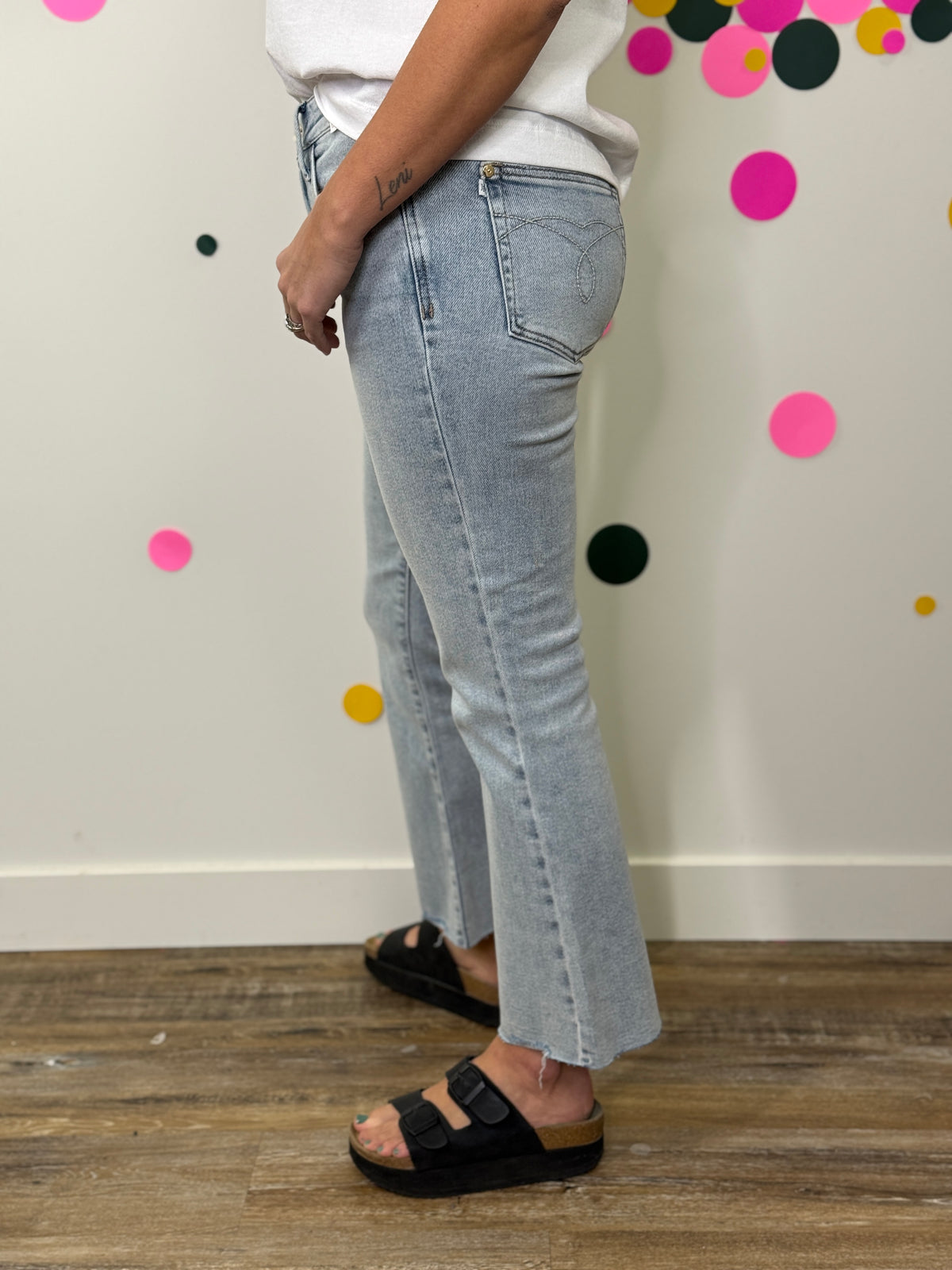 Judy Blue Medium Rise Raw Hem Kick Flare Crop Jean (sizes 0/24-24W)