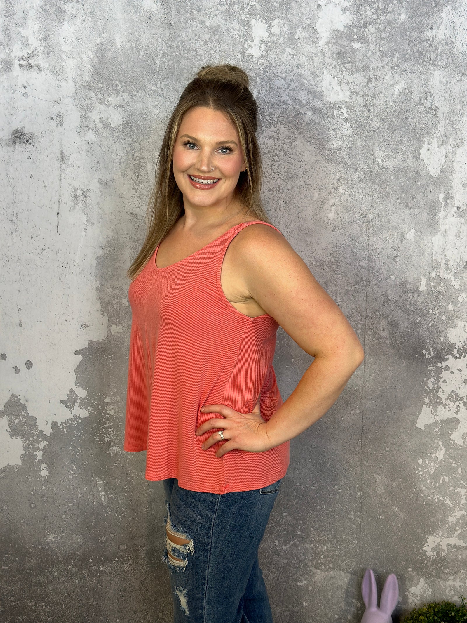 The Penny Tank - Bright Coral - FINAL SALE