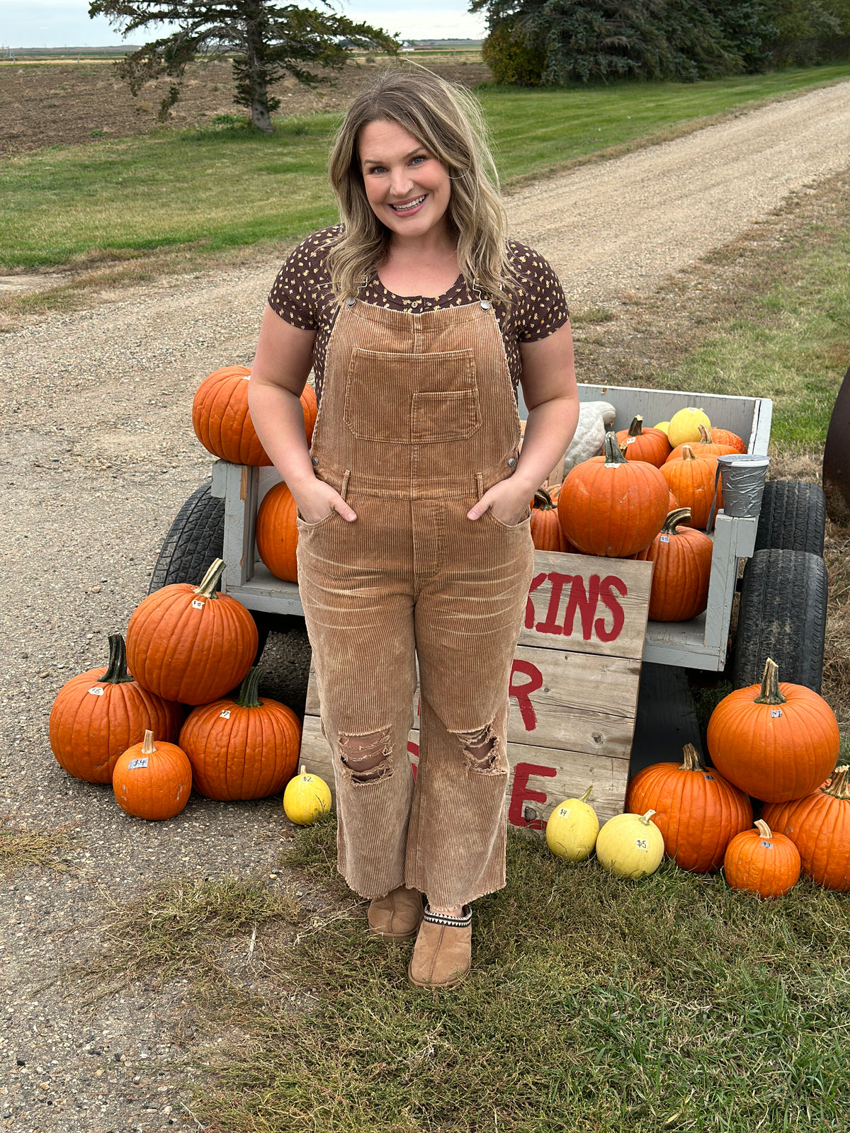 Fall Cord Overalls - Tan - FINAL SALE
