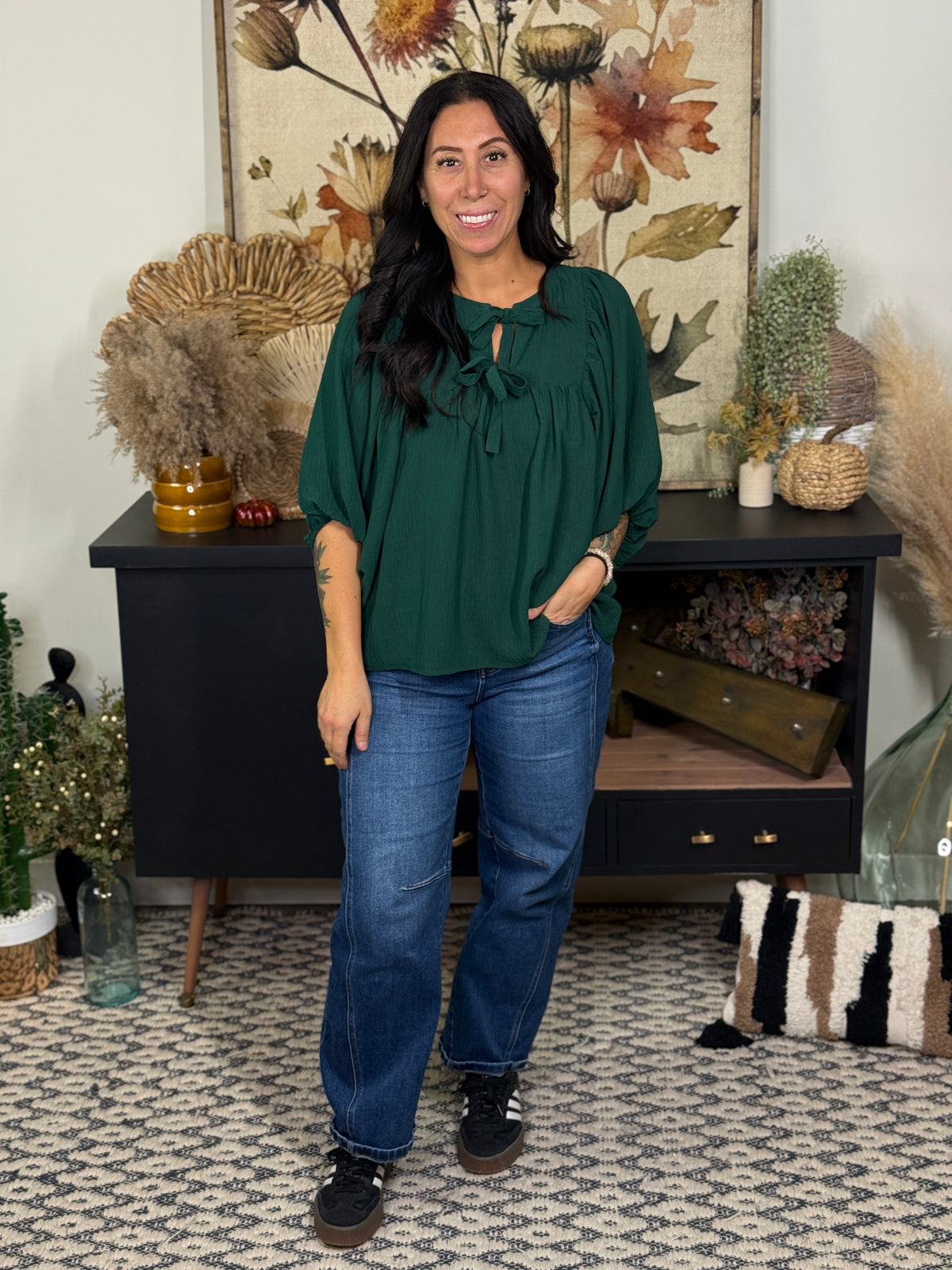 Airflow Front Tie Green Top