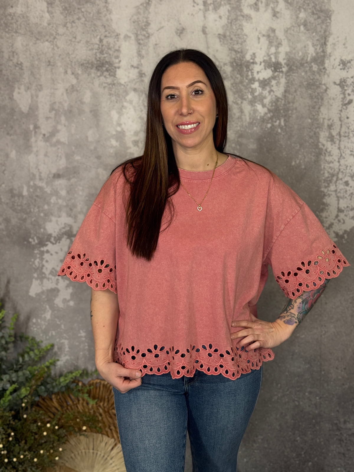 Laser Cut Mauve Tee