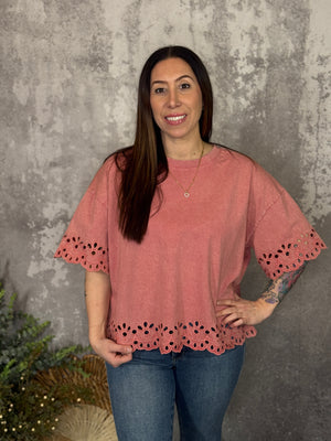 Laser Cut Mauve Tee