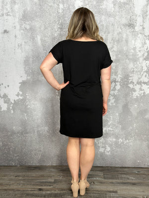Little Black Dress - Rolled Sleeve Laura Dress (Small - 3X)