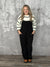 Textured Black Cord Overall Jumper