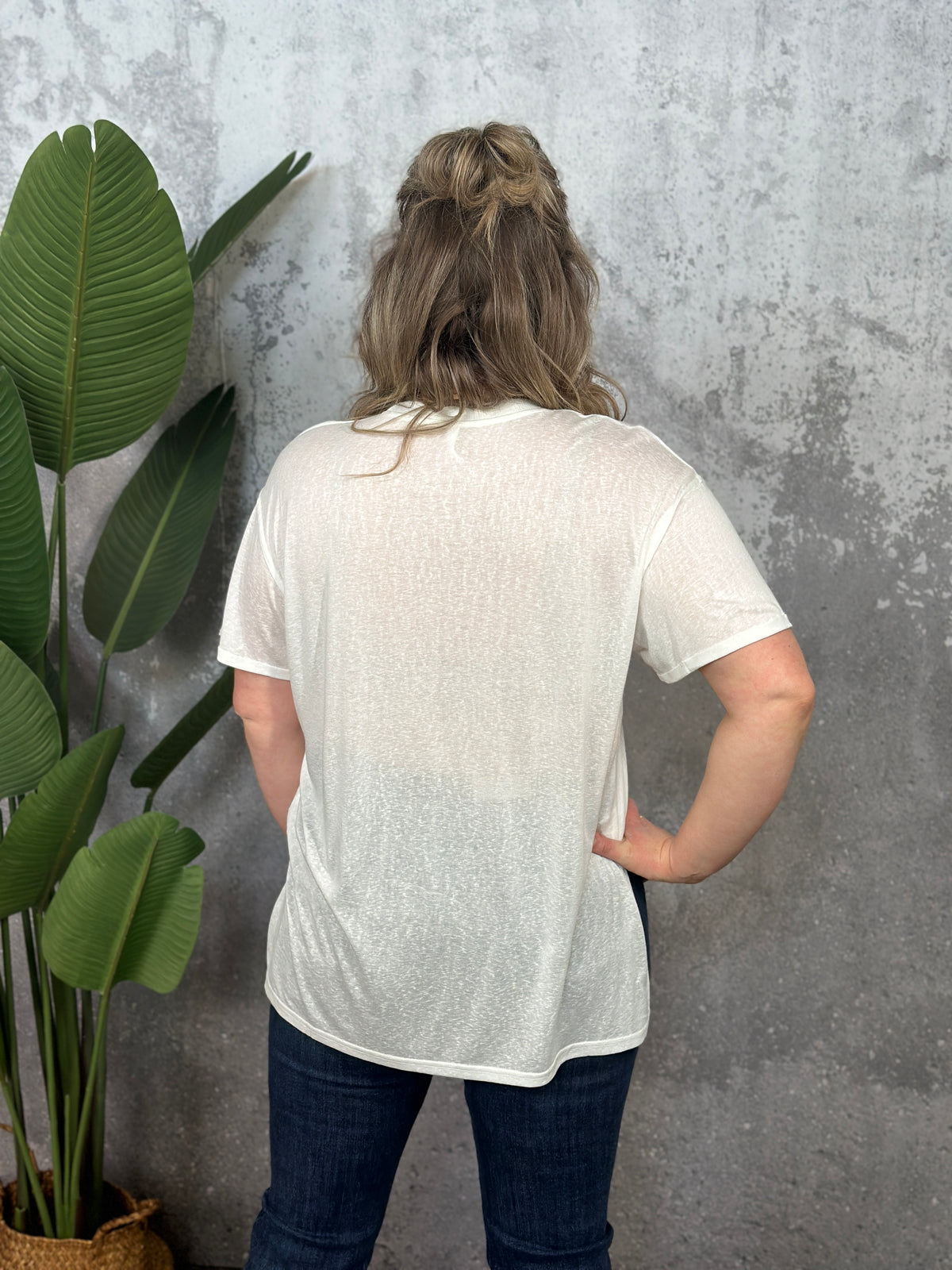 Basic Slub Jersey Tee with Rolled Sleeves - White FINAL SALE