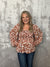 Rust Long Sleeve Smocked Floral Top (Small LEfT)