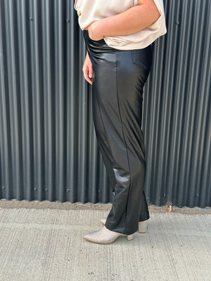 Faux Leather Farah Straight Leg Pants - Black FINAL SALE