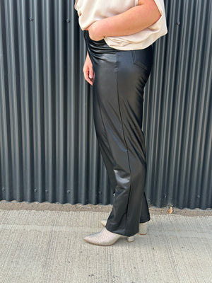 Faux Leather Farah Straight Leg Pants - Black