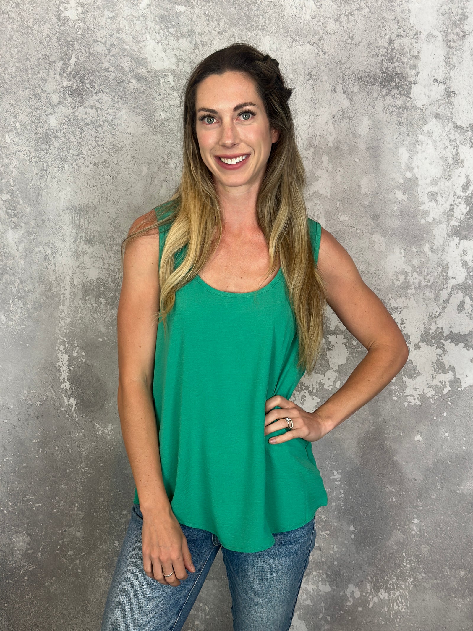 The Alexis Airflow Tank - Green (Small - 2X)