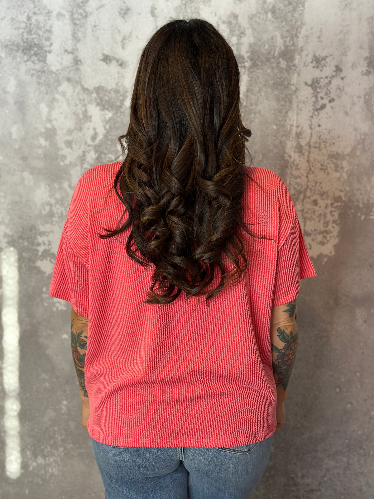 Shift Soft Ribbed Top - Coral