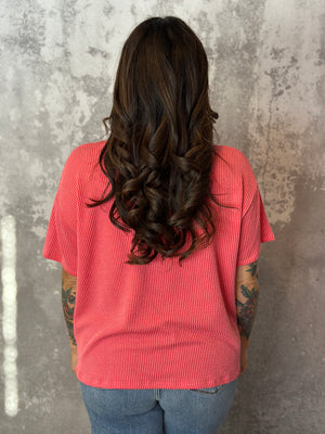 Shift Soft Ribbed Top - Coral