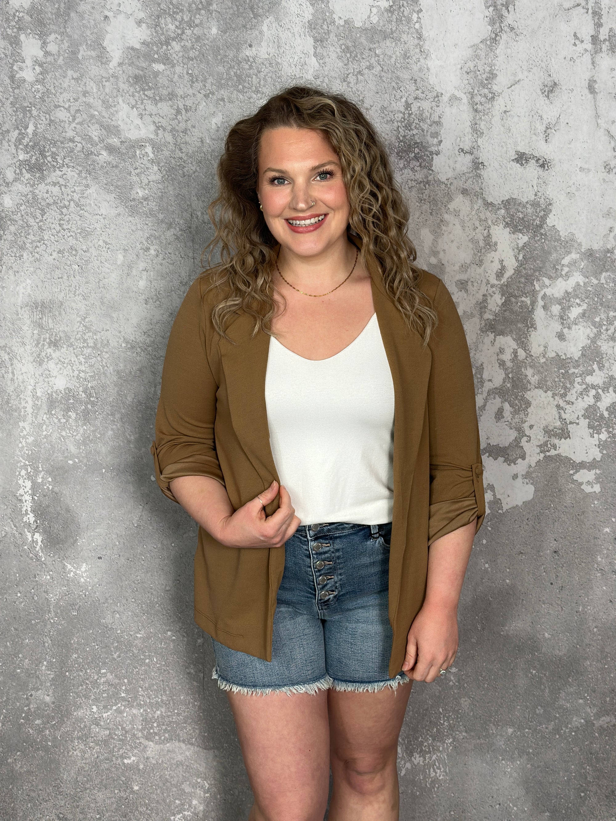 The Rolled Sleeve Bantry Blazer - Camel (Small - 3X) FINAL SALE
