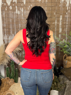 Square Neckline Tank - Red