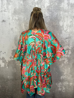Mint Mix Cinched Waist Kimono