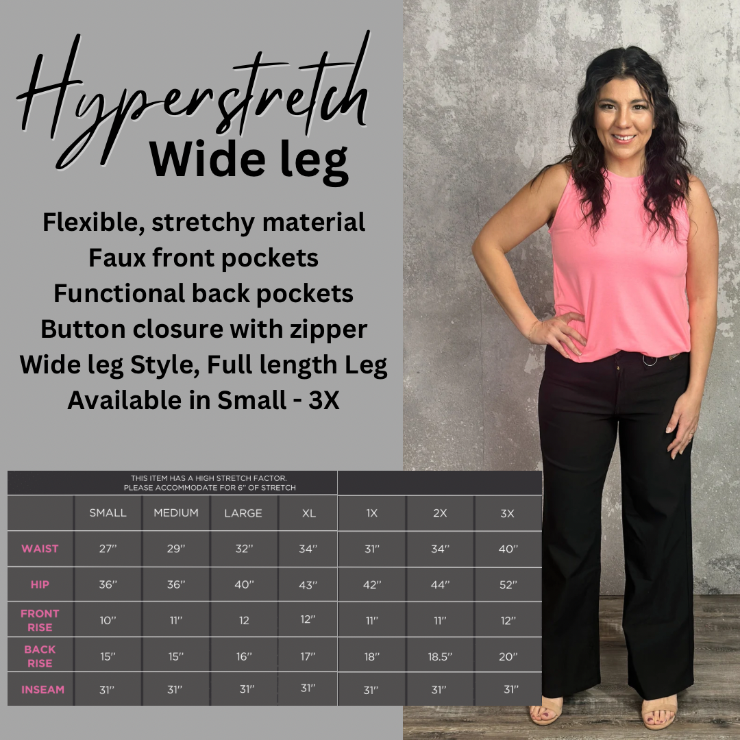 Hyperstretch Colored Wide Leg Mid rise Pant - Black - FINAL SALE