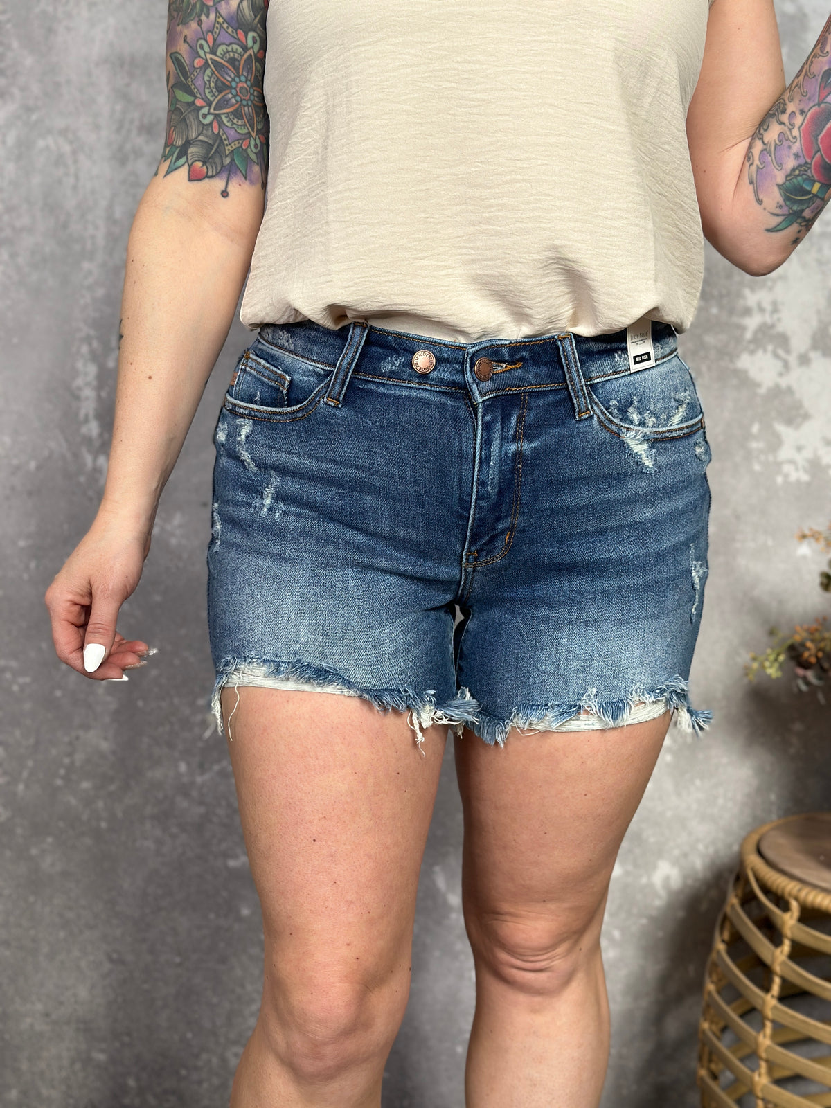 Judy Blue Mid Rise Double Button Shorts (S - 3X) BESTSELLER
