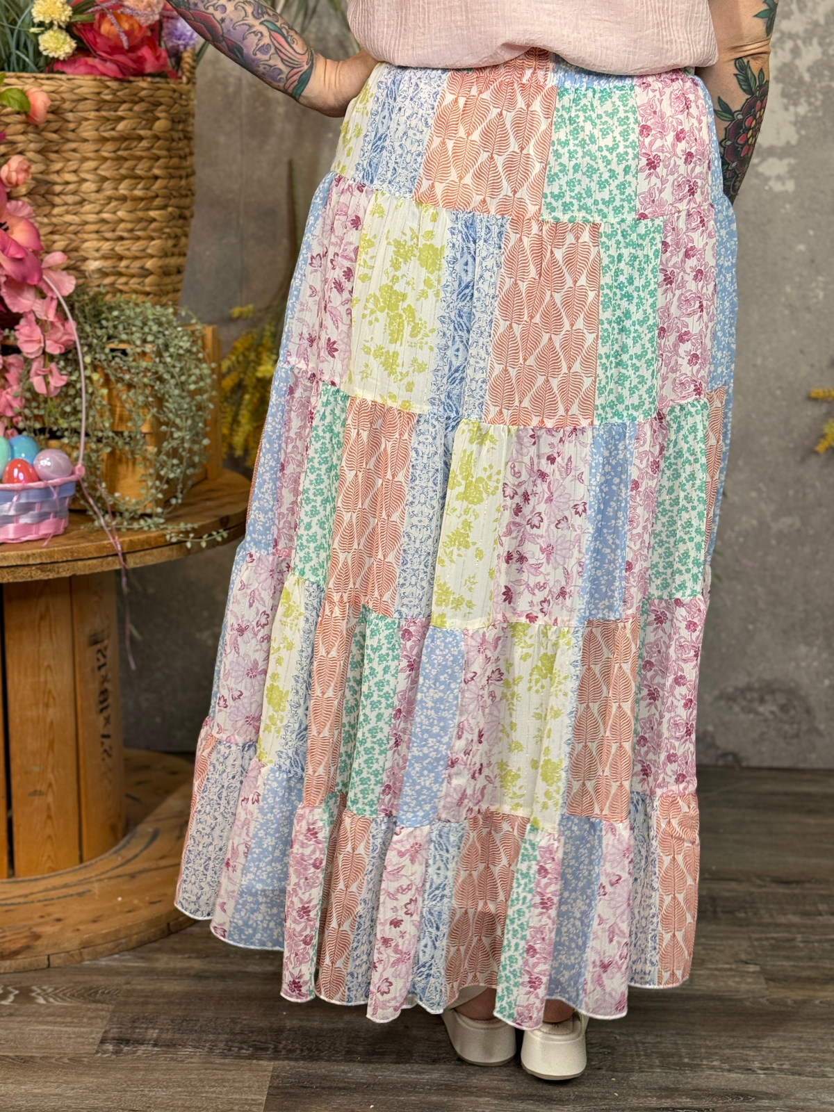 Multicolor Patchwork Skirt