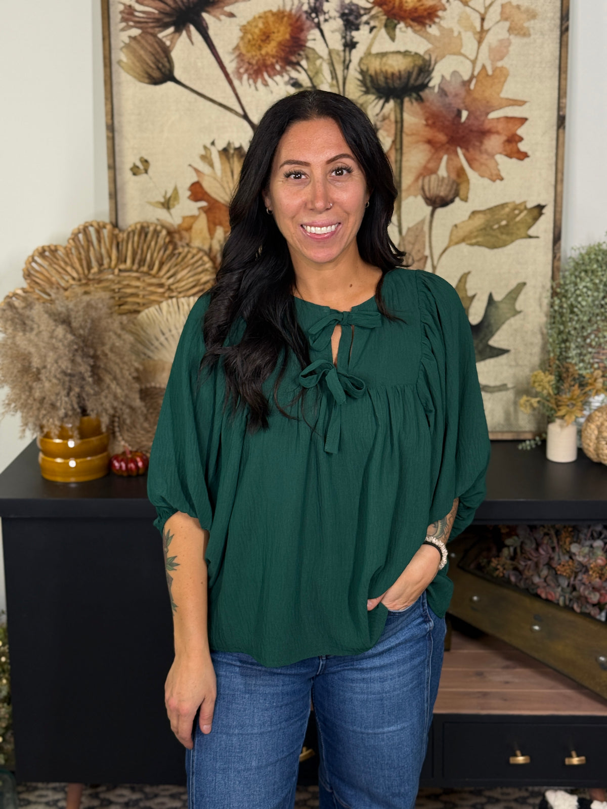 Airflow Front Tie Green Top