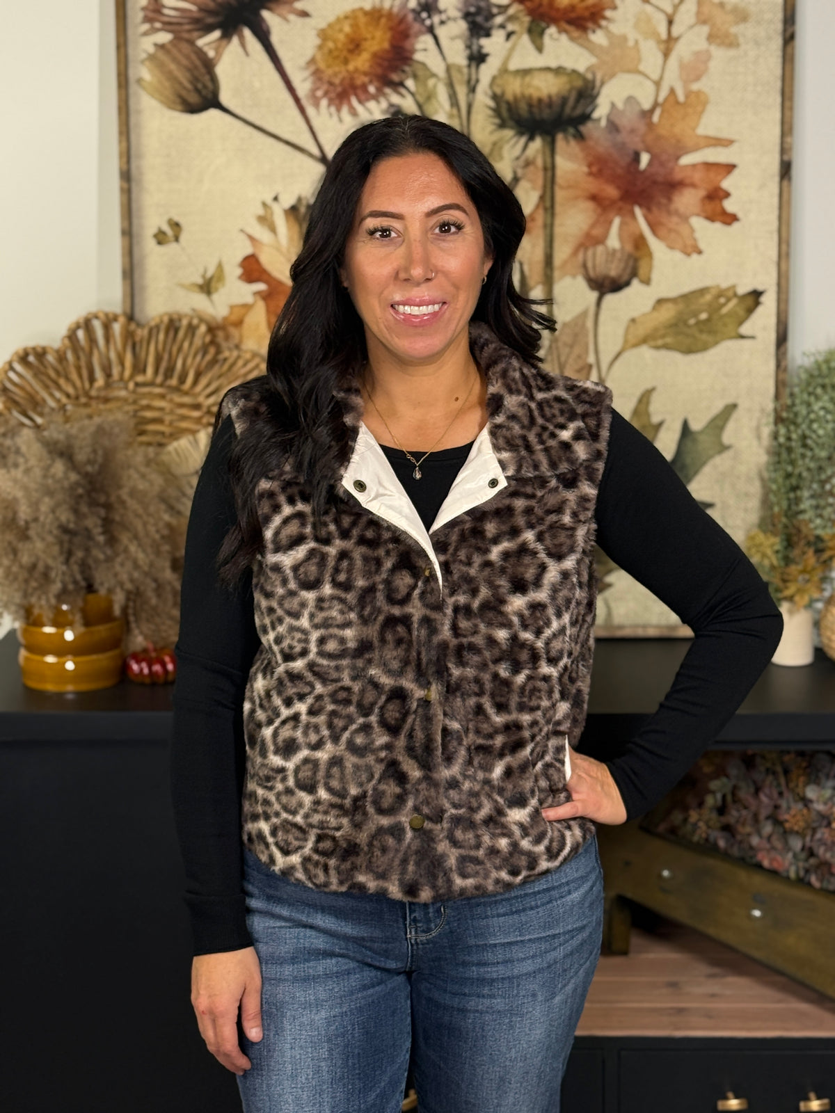 Faux Fur Leopard Vest - Light Leopard