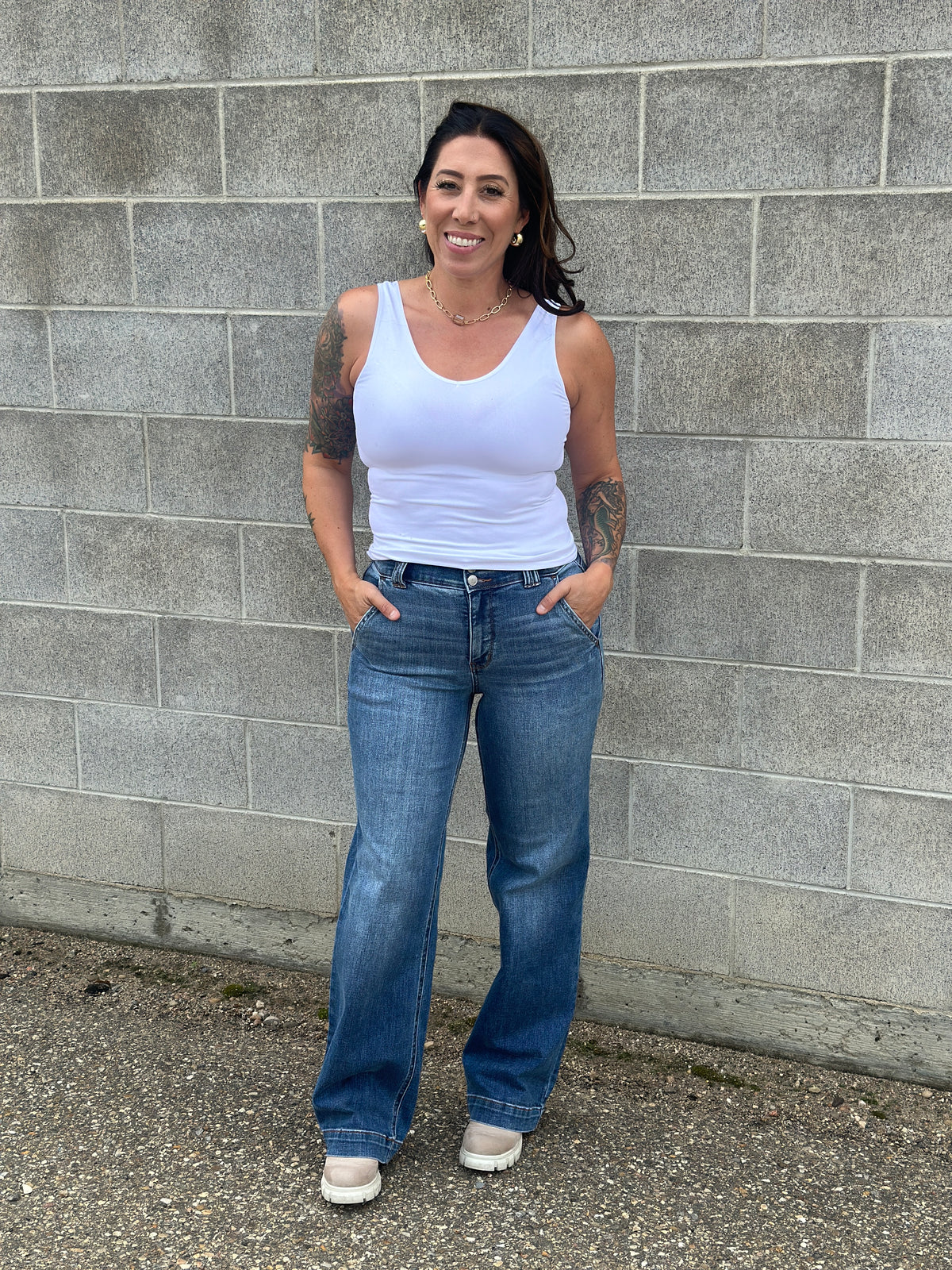 Judy Blue Double Button Wide Leg Jean (sizes 0/24-24W) - BESTSELLER