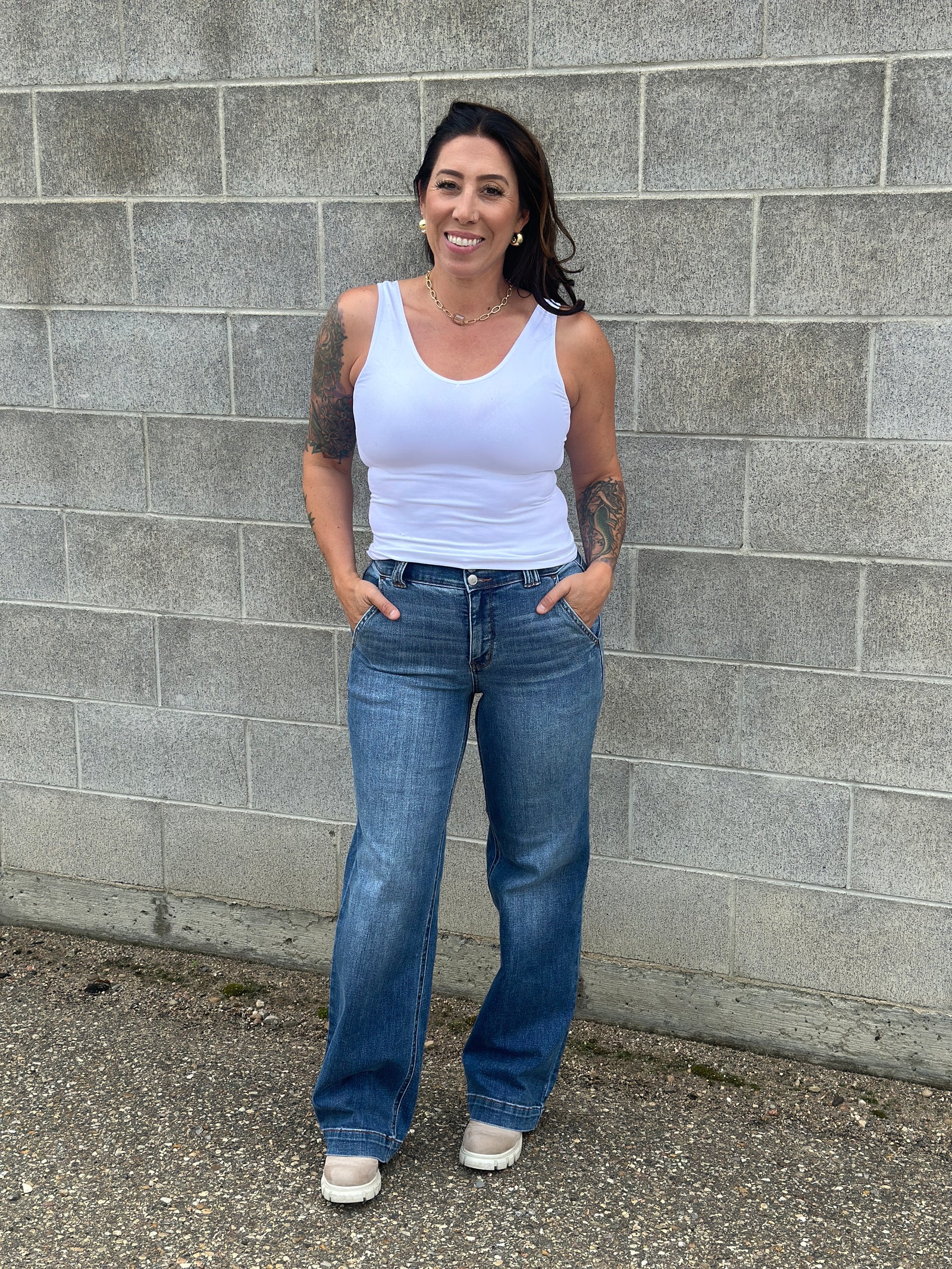 Judy Blue Double Button Wide Leg Jean (sizes 0/24-24W) - BESTSELLER