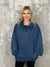 Fleece Lined Bomber Sweatshirt with Hood - Navy