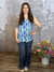 The Wrinkle Free Vneck Tank - Abstract Blue (Small - 3X)