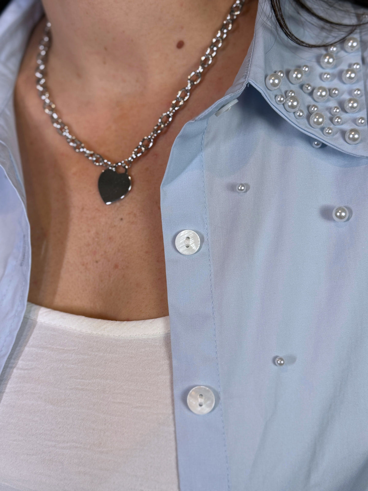 Silver Gold Dipped Heart Necklace