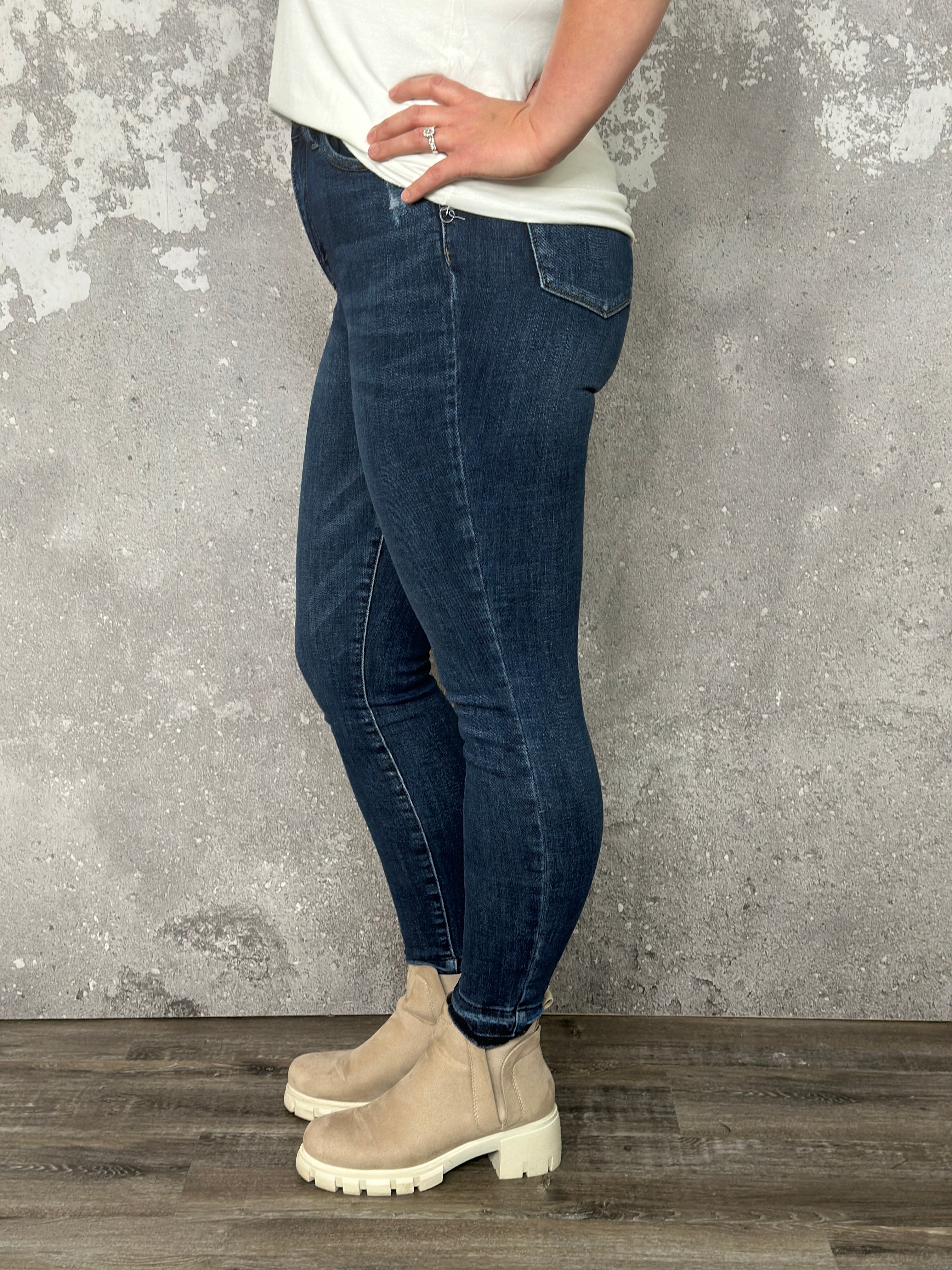 Judy Blue Dark Wash Skinny Fit Tummy Control Jean (sizes 24-24W) - FIN -  The Pink Porcupine ltd.