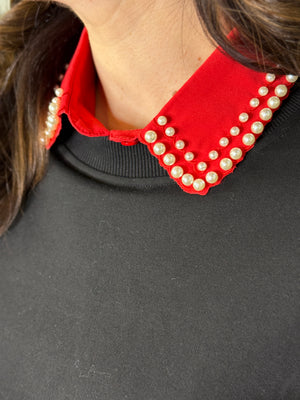 Faux Collar - Red Pearl