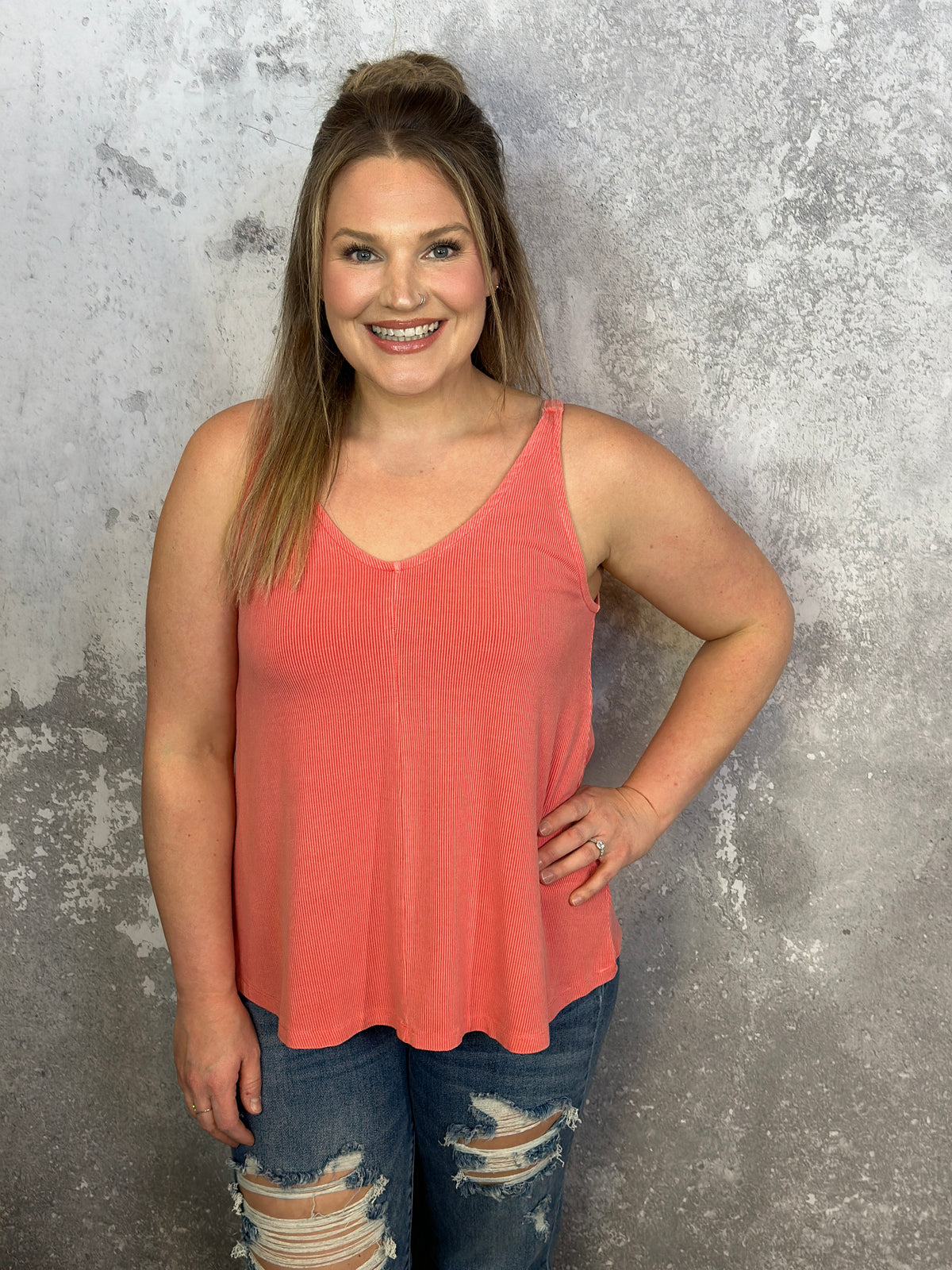 The Penny Tank - Bright Coral - FINAL SALE