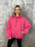 Fleece Lined Bomber Sweatshirt with Hood - Vintage Pink