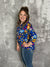 The Wrinkle Free Lizzie Top - Blue with Bright Abstract Florals (Small - 3X) *NEW