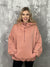 Fleece Lined Bomber Sweatshirt with Hood - Terra Cotta