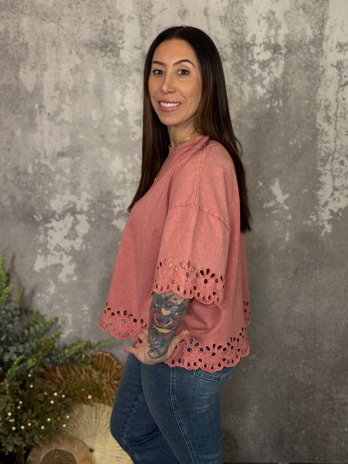 Laser Cut Mauve Tee