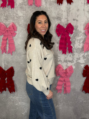 Heart Crewneck Sweater - Cream