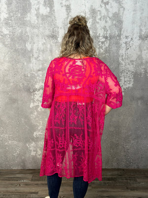 Magenta Lace Kimono