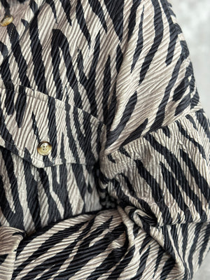 Textured Zebra Button Up Jacket
