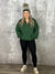 Fleece Lined Bomber Sweatshirt with Hood - Forest Green