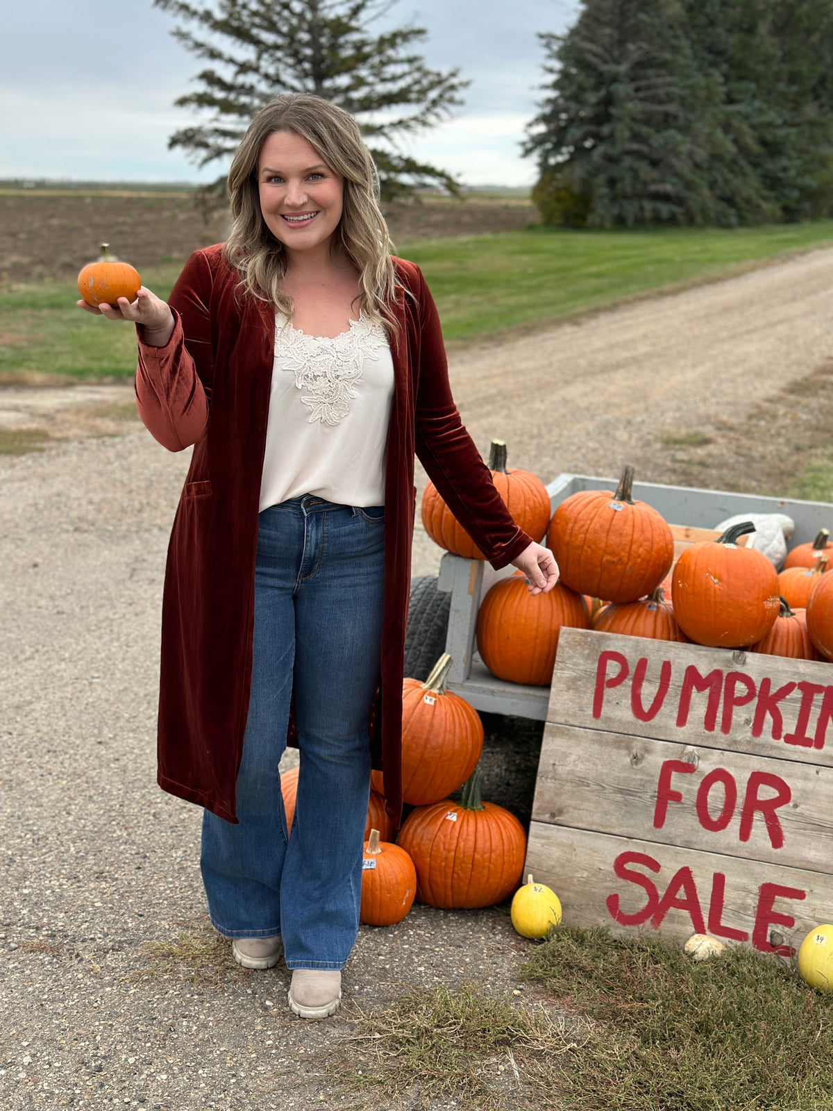 Velvet Duster Coat -  Rust (XS - 3X) - FINAL SALE