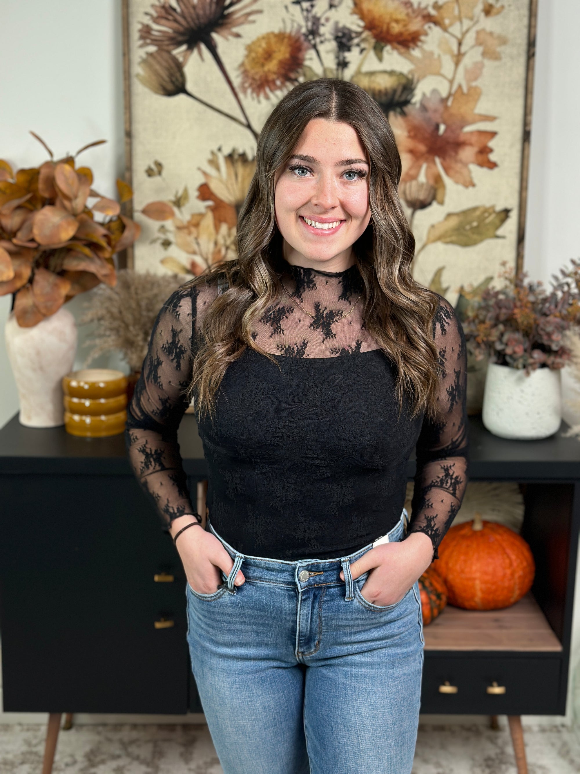 Moch Black Lace Top - (Small - 3X) - FINAL SALE