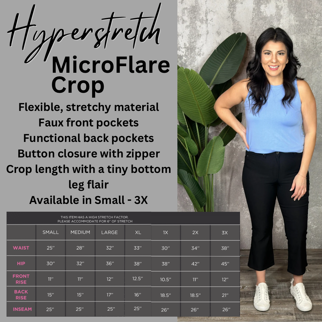 Hyperstretch Micro Flare Crop Pant - Black (Small - 3X)